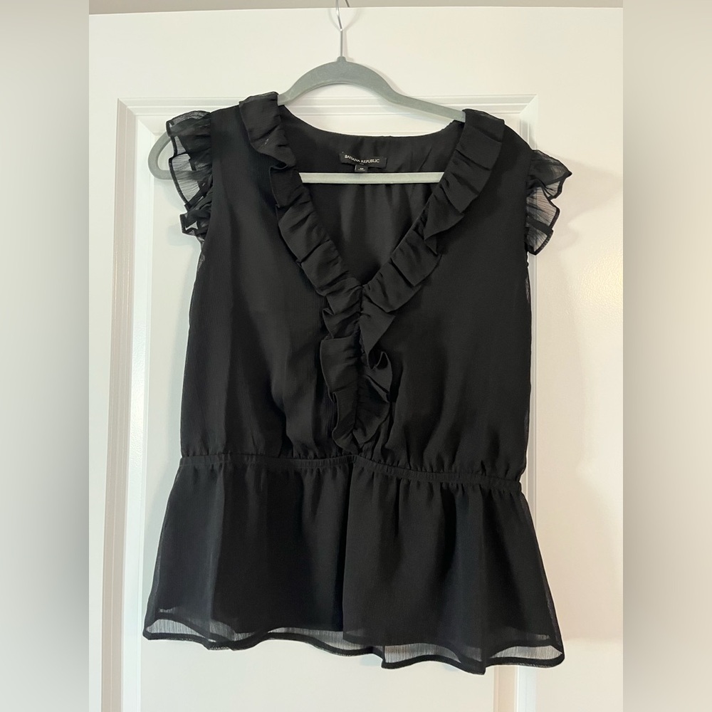 Banana Republic Black Ruffled Blouse